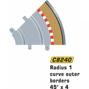 Scalextric c8240 Radius 1 Curve Ydre Grnser 45  x 4