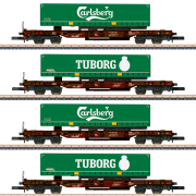 Mrklin Spor Z 82290 4 stk fladvogne med Lastbiltrailere fra Tuborg og Carlsberg